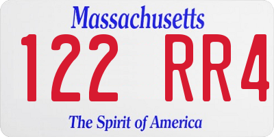 MA license plate 122RR4