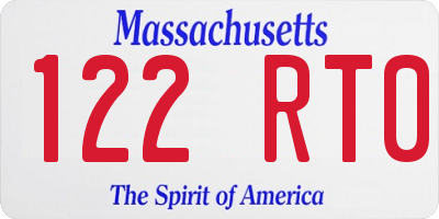 MA license plate 122RT0