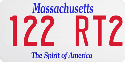 MA license plate 122RT2