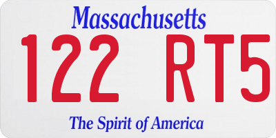 MA license plate 122RT5