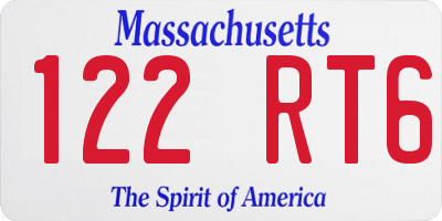MA license plate 122RT6