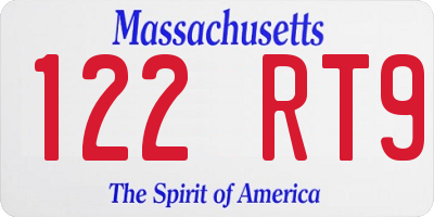 MA license plate 122RT9