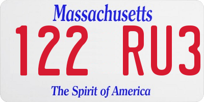 MA license plate 122RU3