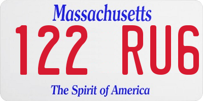 MA license plate 122RU6