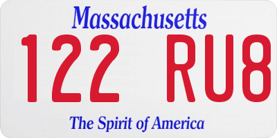 MA license plate 122RU8