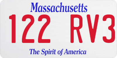MA license plate 122RV3
