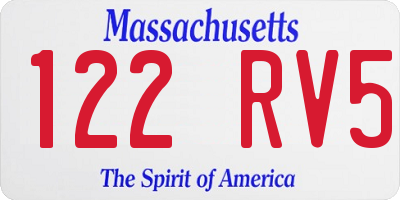 MA license plate 122RV5
