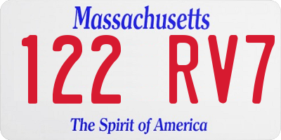 MA license plate 122RV7