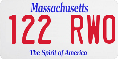 MA license plate 122RW0