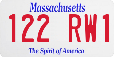 MA license plate 122RW1
