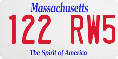 MA license plate 122RW5