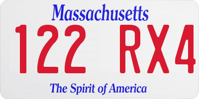 MA license plate 122RX4