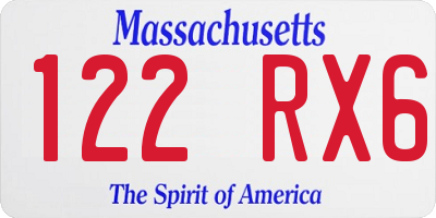 MA license plate 122RX6