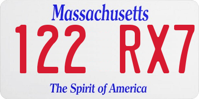 MA license plate 122RX7