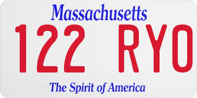 MA license plate 122RY0