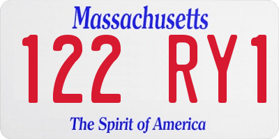 MA license plate 122RY1
