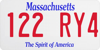 MA license plate 122RY4