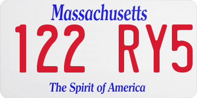MA license plate 122RY5
