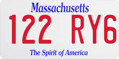 MA license plate 122RY6