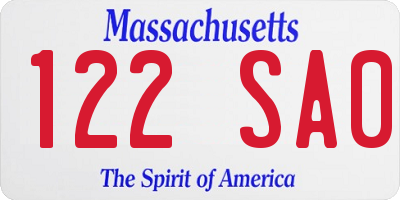 MA license plate 122SA0