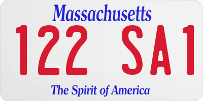 MA license plate 122SA1