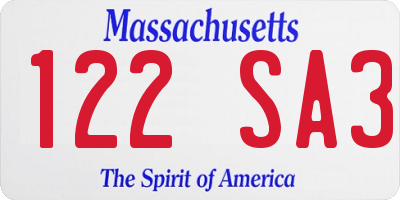 MA license plate 122SA3