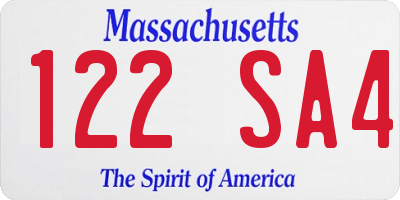 MA license plate 122SA4