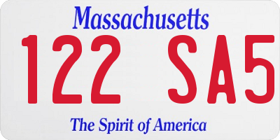 MA license plate 122SA5