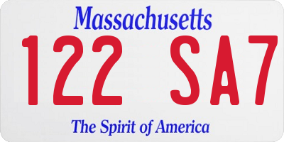 MA license plate 122SA7