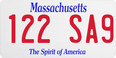 MA license plate 122SA9