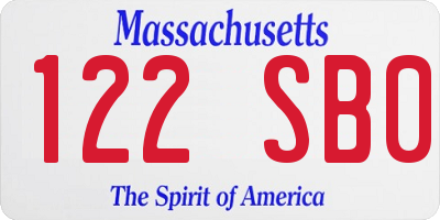 MA license plate 122SB0