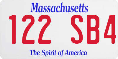 MA license plate 122SB4