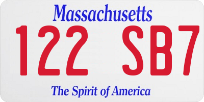 MA license plate 122SB7