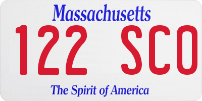 MA license plate 122SC0