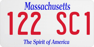 MA license plate 122SC1