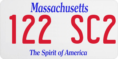 MA license plate 122SC2