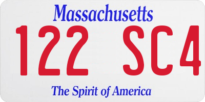 MA license plate 122SC4
