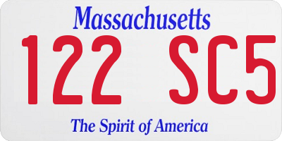 MA license plate 122SC5