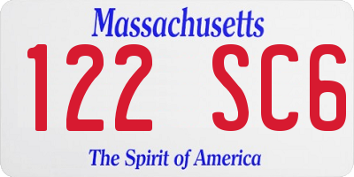 MA license plate 122SC6
