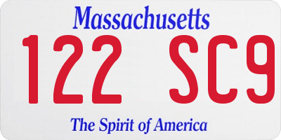 MA license plate 122SC9