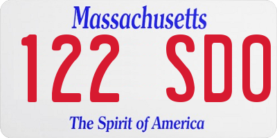 MA license plate 122SD0