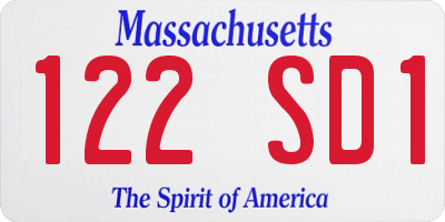 MA license plate 122SD1
