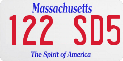 MA license plate 122SD5