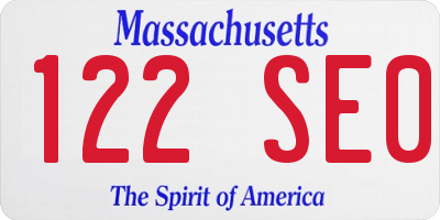 MA license plate 122SE0
