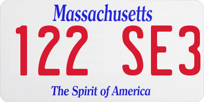 MA license plate 122SE3