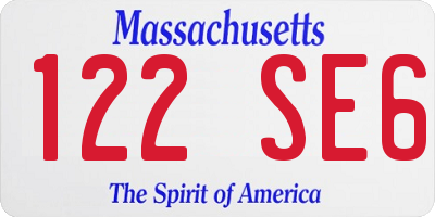 MA license plate 122SE6