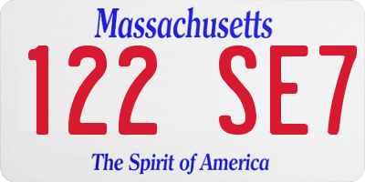 MA license plate 122SE7
