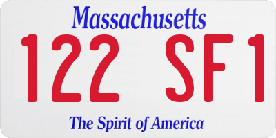MA license plate 122SF1