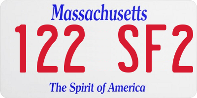 MA license plate 122SF2