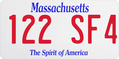 MA license plate 122SF4